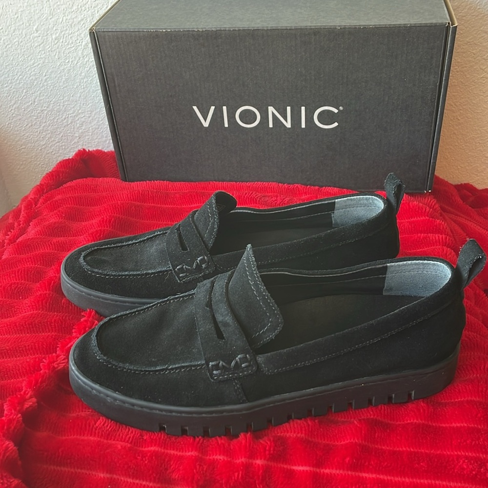 Vionic Black Suede Loafers